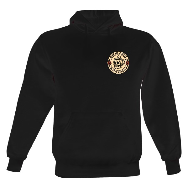 Pánská mikina s kapucí Just Hoods s potiskem Coffee or Death oboustranná