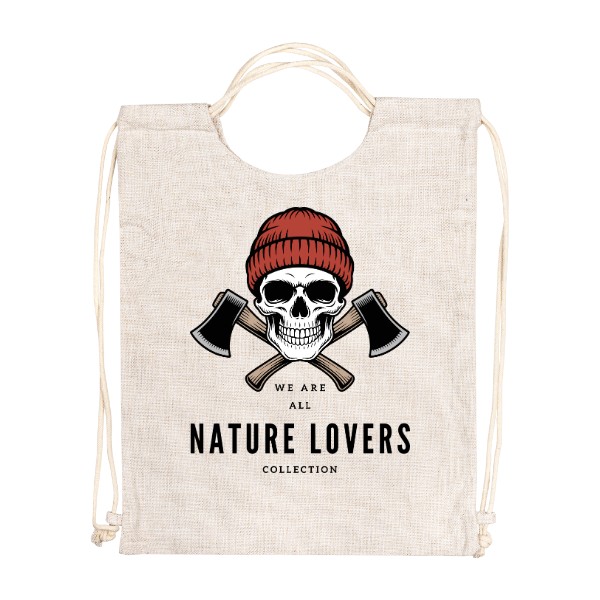 Vak na záda - lněný vzhled s potiskem NATURE LOVERS